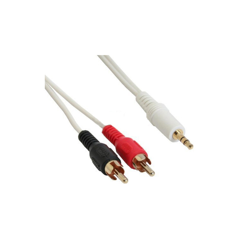 Cavo inline audio jack 3,5mm a 2xrca m/m 2,5m dorato, bianco [89936w]