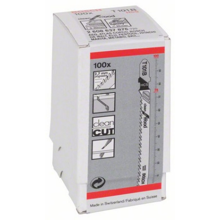 Lama per sega a gattuccio bosch t 101 b clean per legno, 100 pezzi