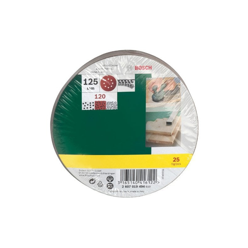 Foglio abrasivi bosch 120, 25 pezzi [2607019494]