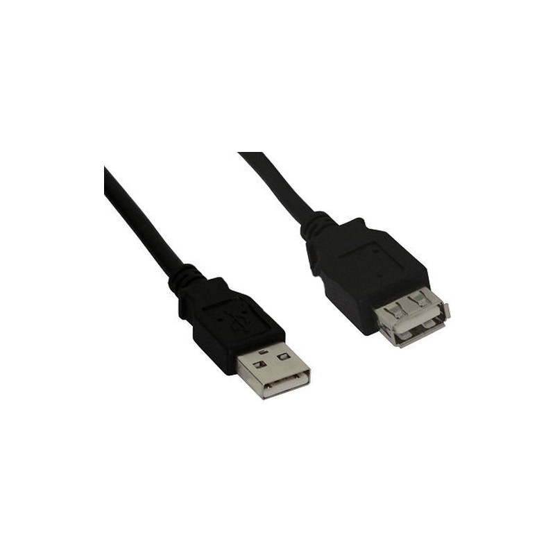 Cavo inline usb 2.0, prolunga, type-a m/f 0,5m nero [34650b]