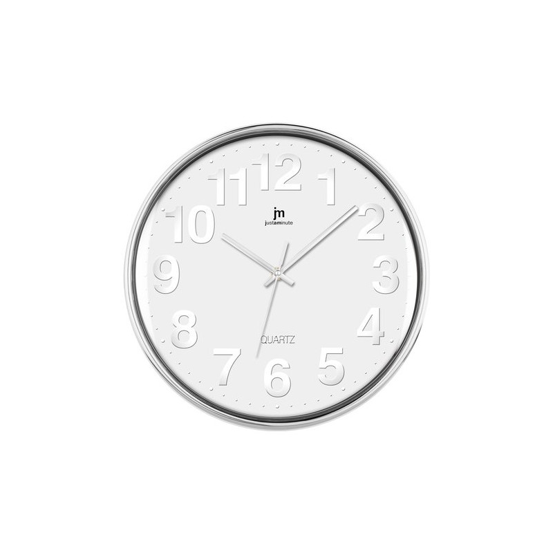 Lowell 00816 quartz wall clock cerchio cromo, bianco