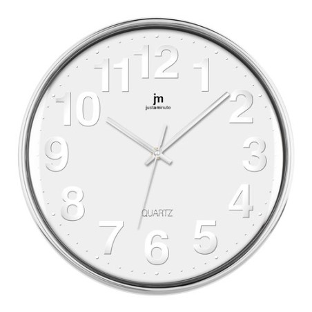Lowell 00816 quartz wall clock cerchio cromo, bianco