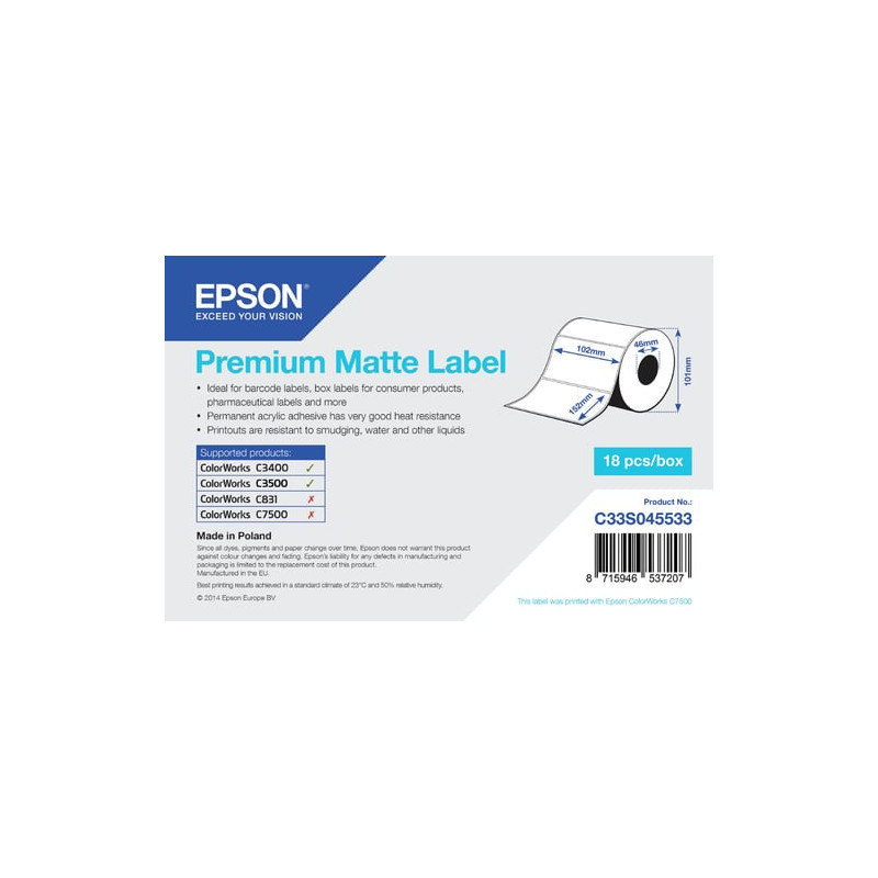 Etichetta epson prem. matte 102x152mm [c33s045533]