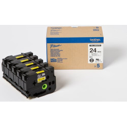 Nastro per stampante brother hge651v5 giallo/nero 24mm [hge651v5]