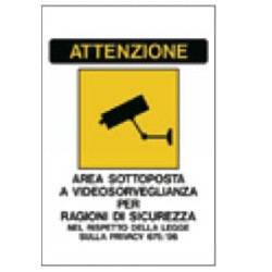 Cartello adesivo 20x30cm 'area sottoposta a videosorveglianza'