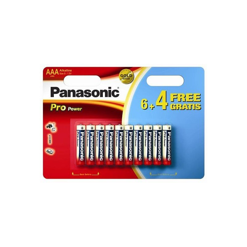 Pila panasonic 10 pz. mini stilo aaa alcaline lr03 pro power
