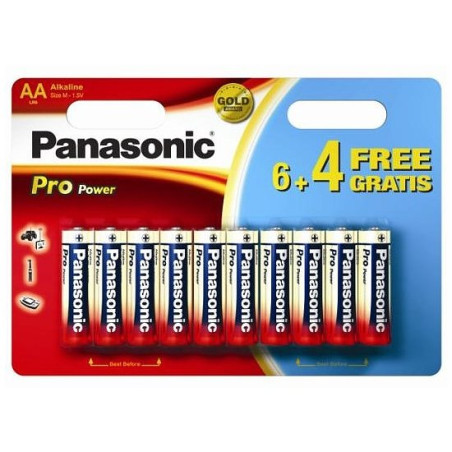Pila panasonic 10 pz. stilo aa alcaline lr6 pro power