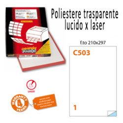 Poliestere adesivo c/503 trasparente lucido 50fg a4 210x297mm (1et/fg)
