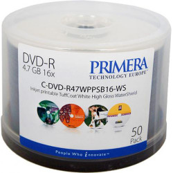 Confezione dvd-r primera stampabili inkjet gloss 50 pezzi [c-dmr47wppws-50sb]