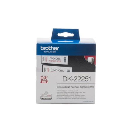 Nastro etichettatrice brother dk-22251 nero e rosso su bianco