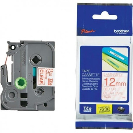 Nastro stampa brother band chiaro/rosso 12mm [tze132]