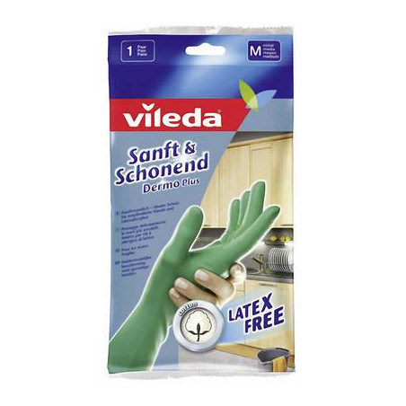 Guanti in gomma vileda dermo plus m 1 coppia [665]