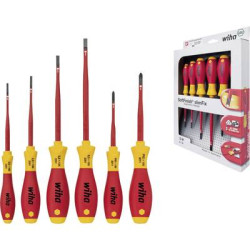 Kit cacciaviti vde 6 parti wiha slimfix electric taglio, croce phillips