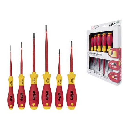 Kit cacciaviti vde 6 parti wiha slimfix electric taglio, croce phillips