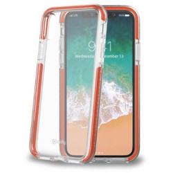 Custodia celly per iphone x trasparente, arancione [hexagon900or]