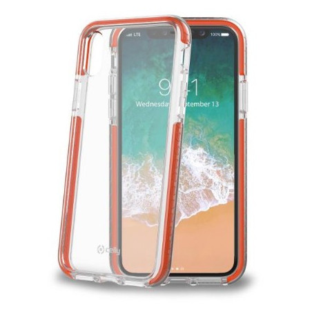 Custodia celly per iphone x trasparente, arancione [hexagon900or]