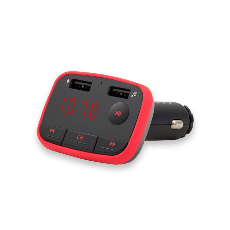 Trasmettitore per auto fm savio elmak bluetooth caricabatterie nero/rosso