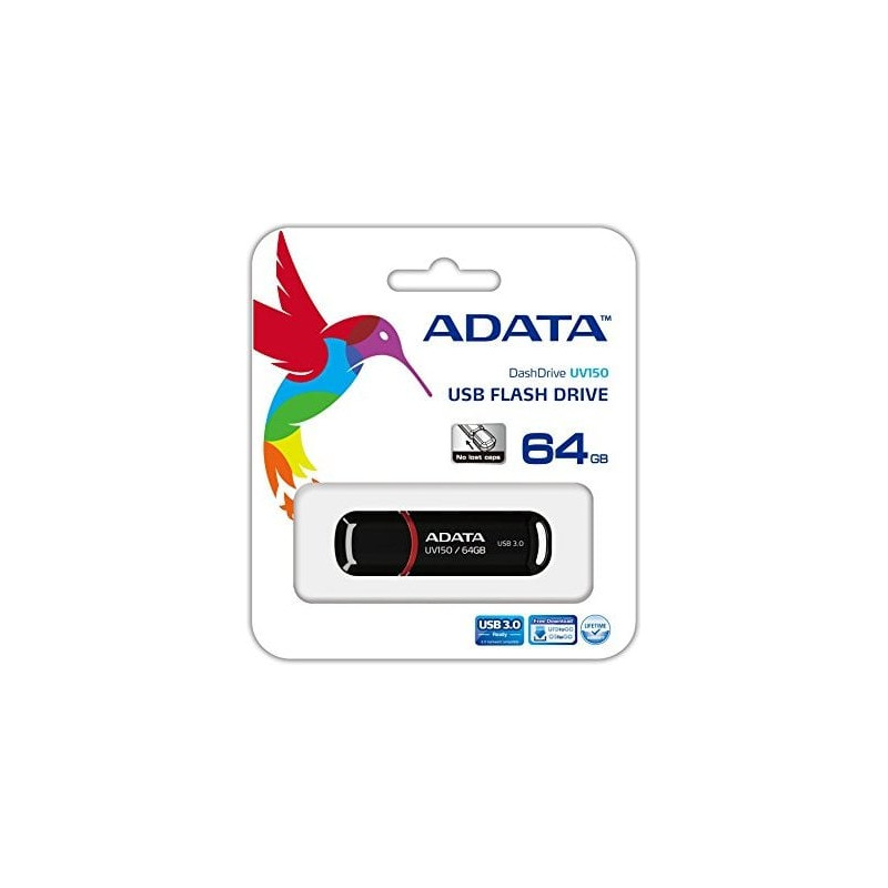 Pen drive 64gb adata uv150 usb 3.0 nero [auv150-64g-rbk]