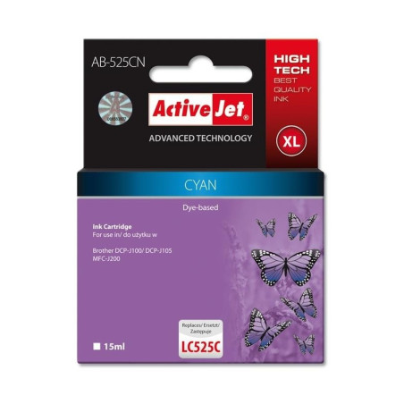 Cartuccia activejet per brother lc525c supreme 15ml ciano [ab-525cn]