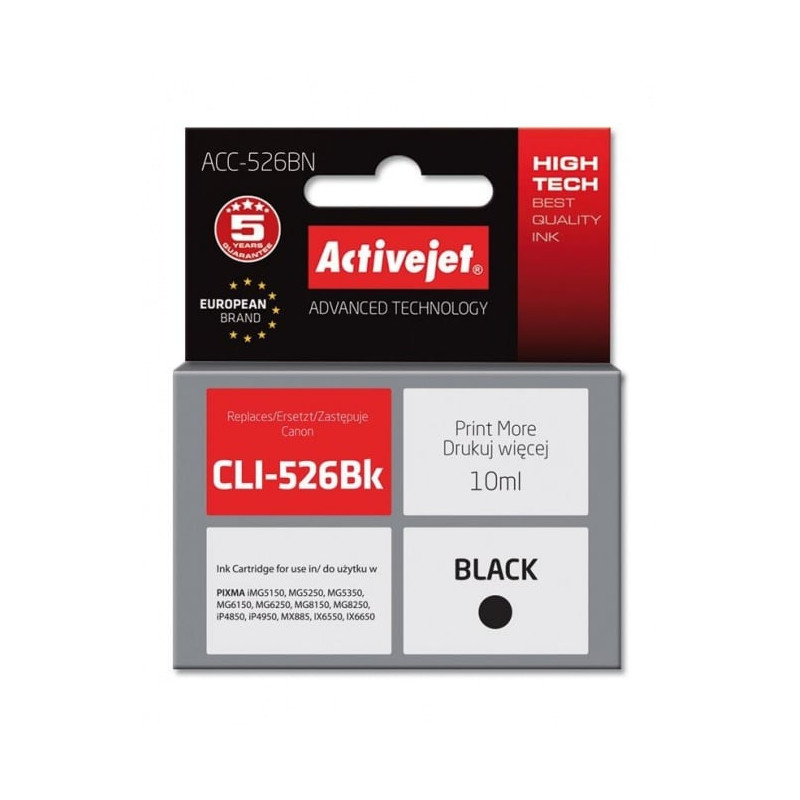 cartuccia activejet acc-526bn per canon cli-526bk 10ml nero