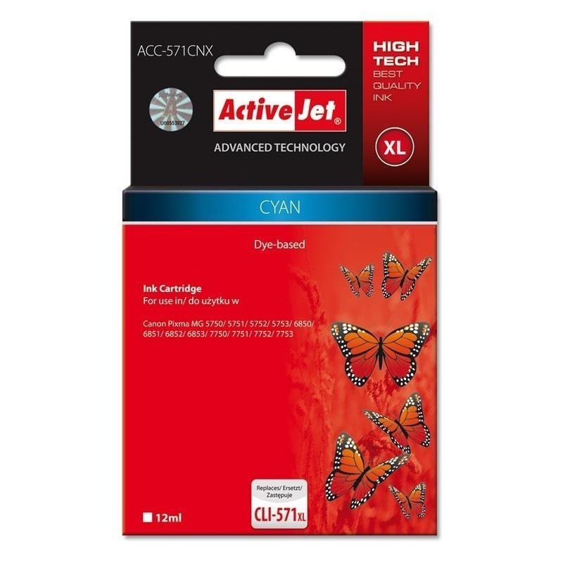 Cartuccia d'inchiostro activejet acc-571cnx per canon cli-571c