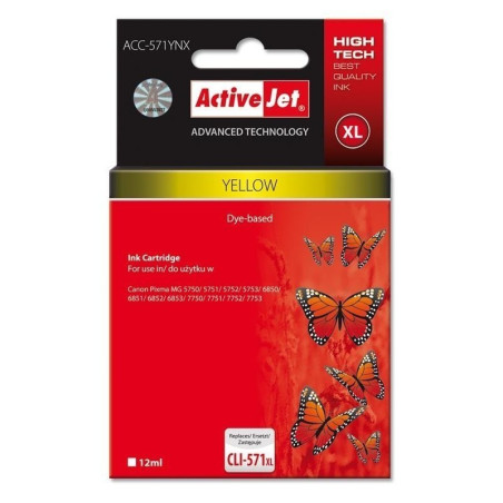 Cartuccia d'inchiostro activejet acc-571ynx per canon cli-571y