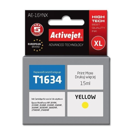 Cartuccia activejet epson 16xl t1634 supreme 15ml giallo [ae-16ynx]