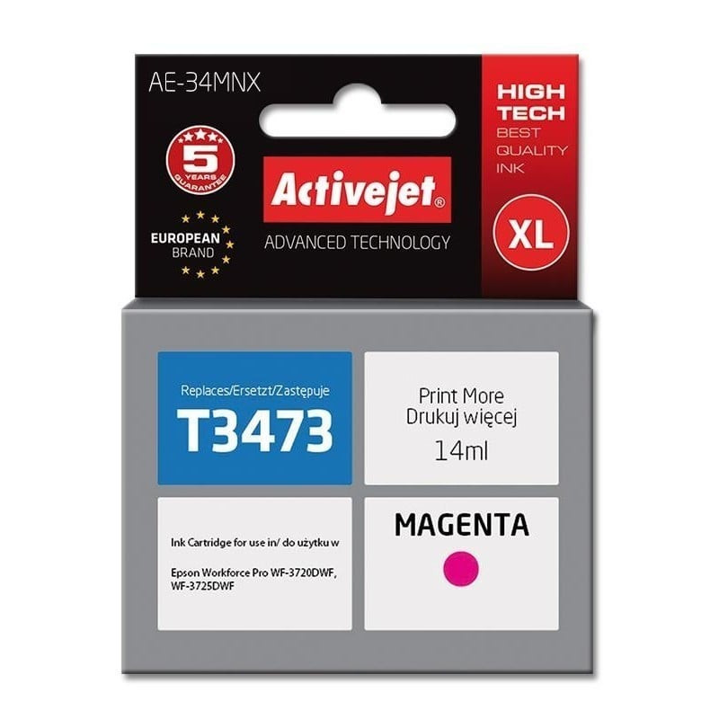 Cartuccia activejet per epson 34xl t3473 supreme 14ml magenta [ae-34mnx]