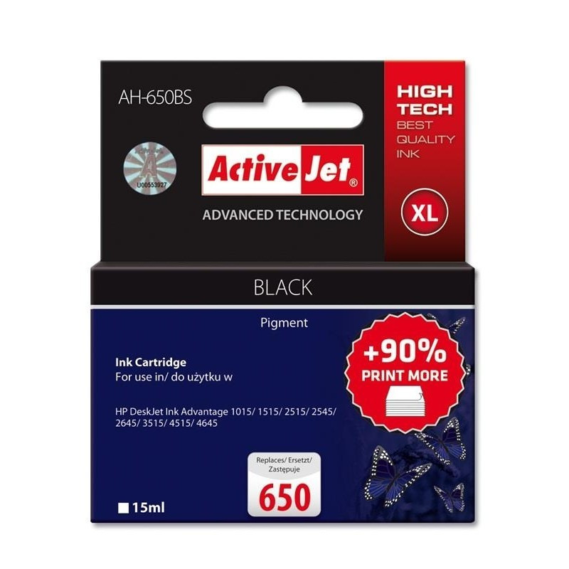 Cartuccia d'inchiostro activejet ah-650br per hp 650 cz101ae