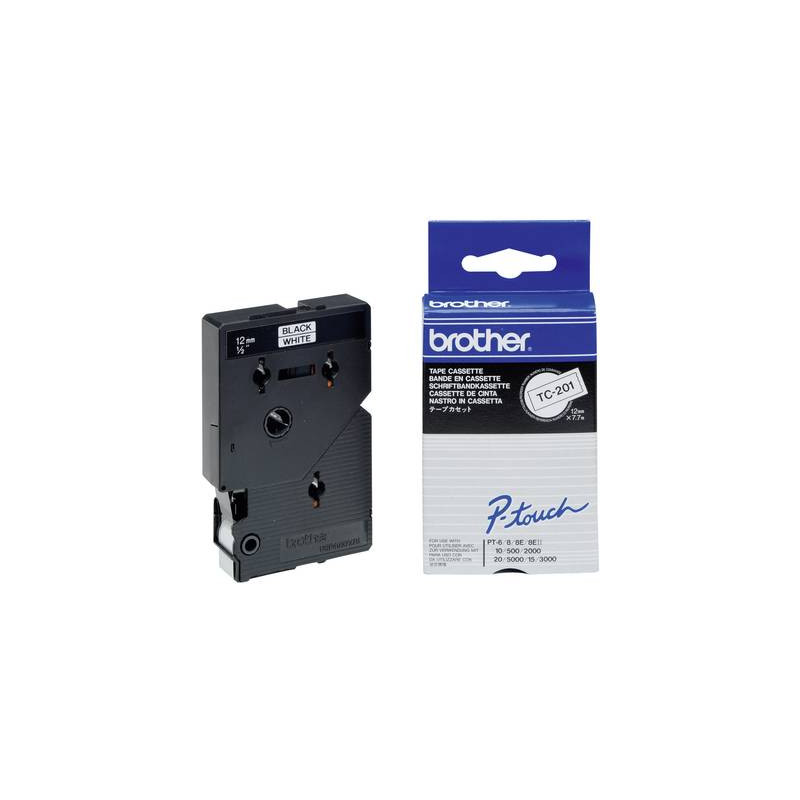 Cassetta nastro brother tc-201 colore nastro: bianco colore carattere:nero