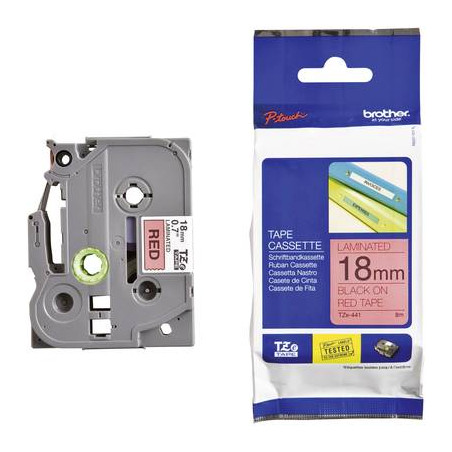 Cassetta nastro brother tze441 colore nastro: rosso colore carattere:nero