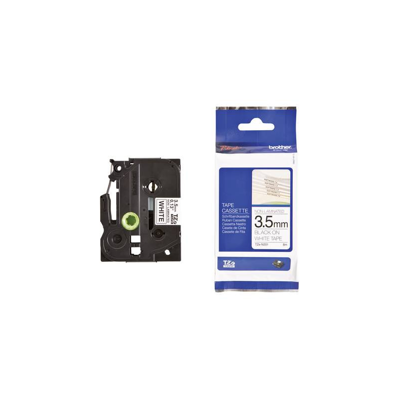 Nastro non laminato brother tze-n201 colore nastro: bianco colore