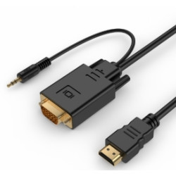 Adattatore gembird hdmi a vga (d-sub) a jack 3,5mm m/m 1.8m nero