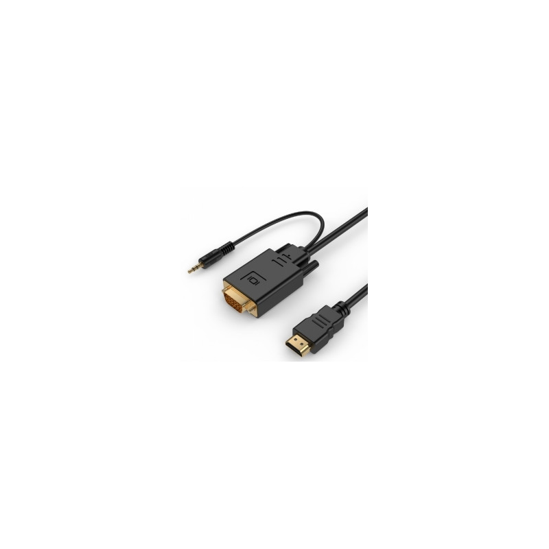 Adattatore gembird hdmi a vga (d-sub) a jack 3,5mm m/m 1.8m nero