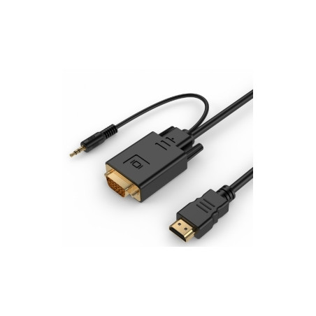 Adattatore gembird hdmi a vga (d-sub) a jack 3,5mm m/m 1.8m nero
