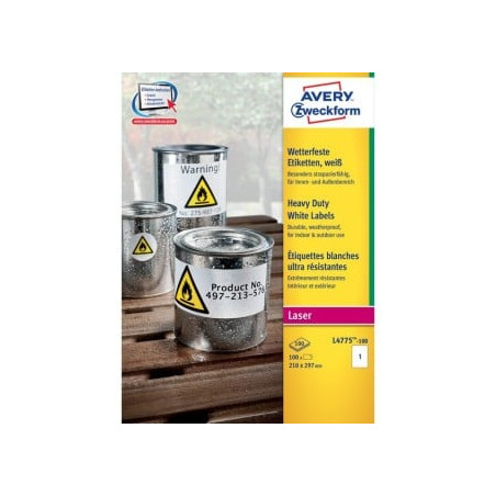 Etichette impermeabili avery zweckform ultra resistenti bianche [l4775-100]