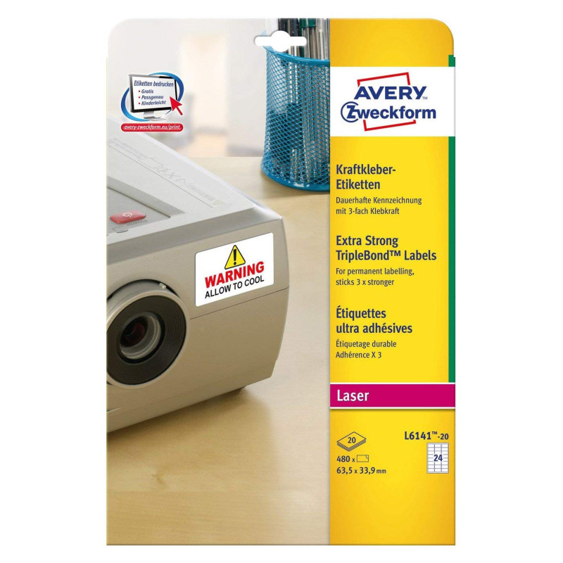 Etichette avery zweckform triple bond extra permanenti [l6141-20]