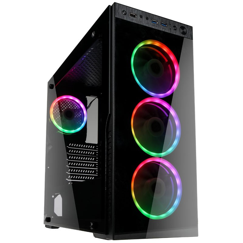 Case kolink horizon rgb, vetro temprato - nero