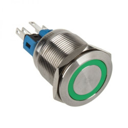 Pulsante dimastech 22mm - silverline - verde