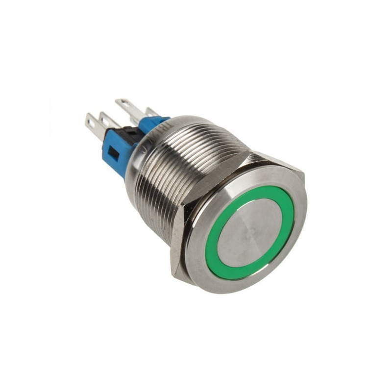 Pulsante dimastech 22mm - silverline - verde