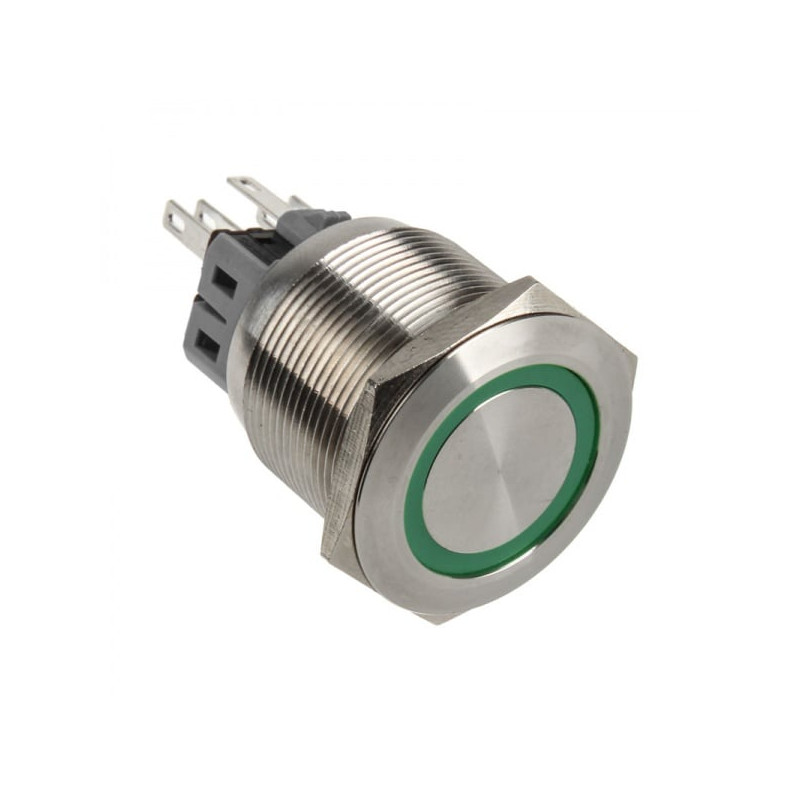 Pulsante dimastech 25mm - silverline - verde