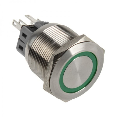 Pulsante dimastech 25mm - silverline - verde