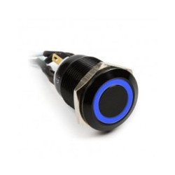 Pulsante impactics 19mm, ip65, blu led - nero