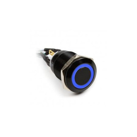 Pulsante impactics 19mm, ip65, blu led - nero