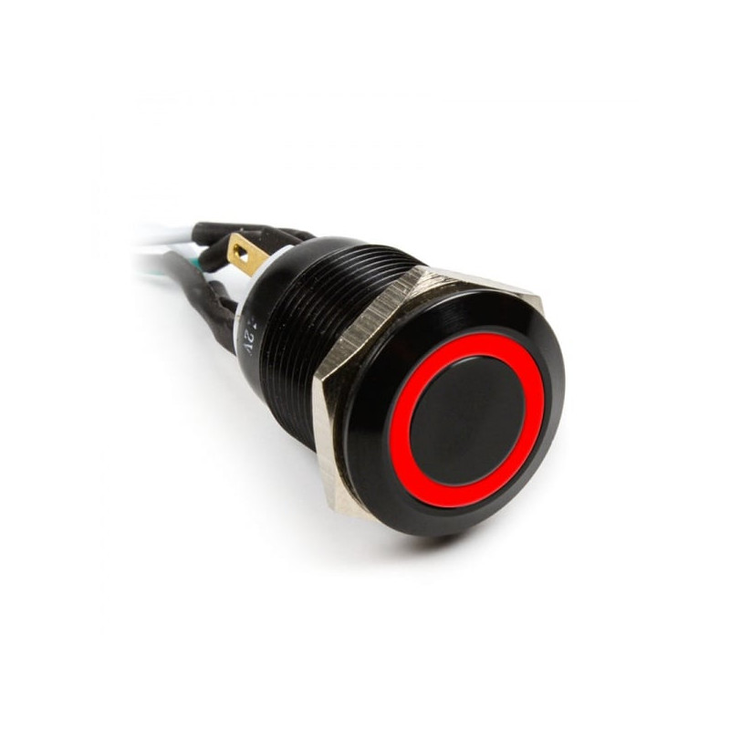 Pulsante impactics 19mm, ip65, rosso led - nero