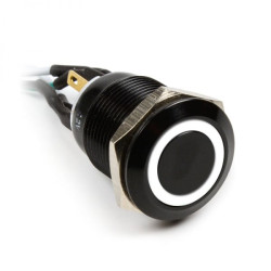 Pulsante impactics 19mm, ip65, bianco led - nero