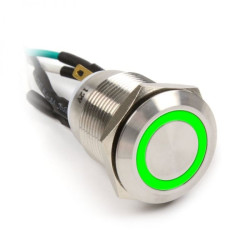 Pulsante impactics 19mm, ip67, verde led - silver