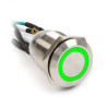Pulsante impactics 19mm, ip67, verde led - silver