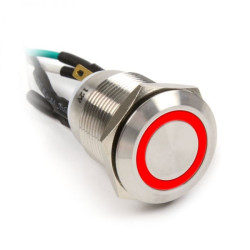 Pulsante impactics 19mm, ip67, rote led - silver