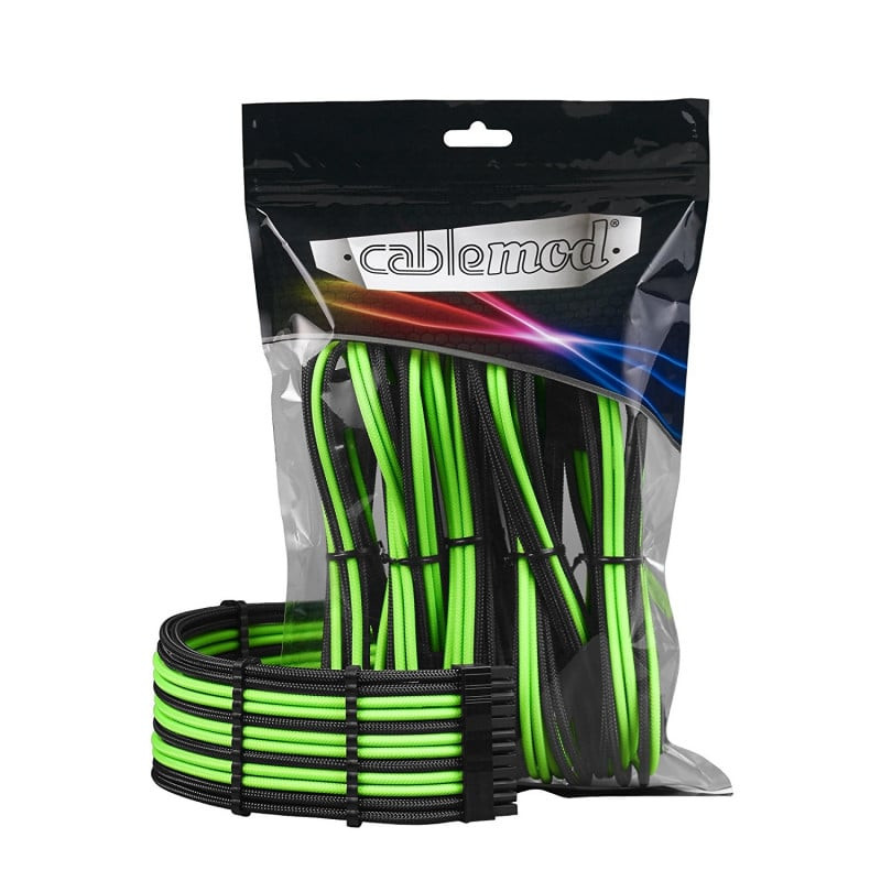 Set cavi cablemod pro extension kit nero/verde - modmesh [cm-pcab-bkit-nkklg-3]